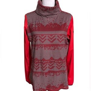 Nike Pro Red Gray Cowl Neck Sweater Women's